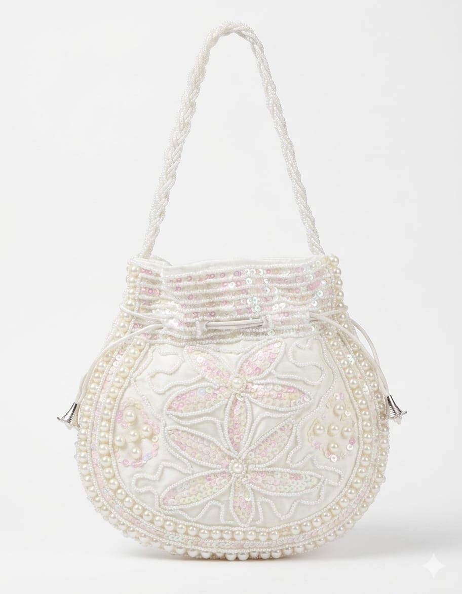 White Ethnic Potli Bag