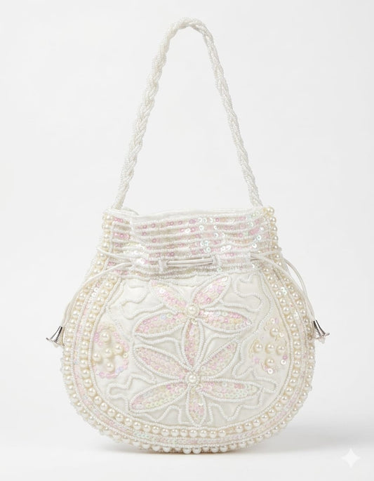 White Ethnic Potli Bag